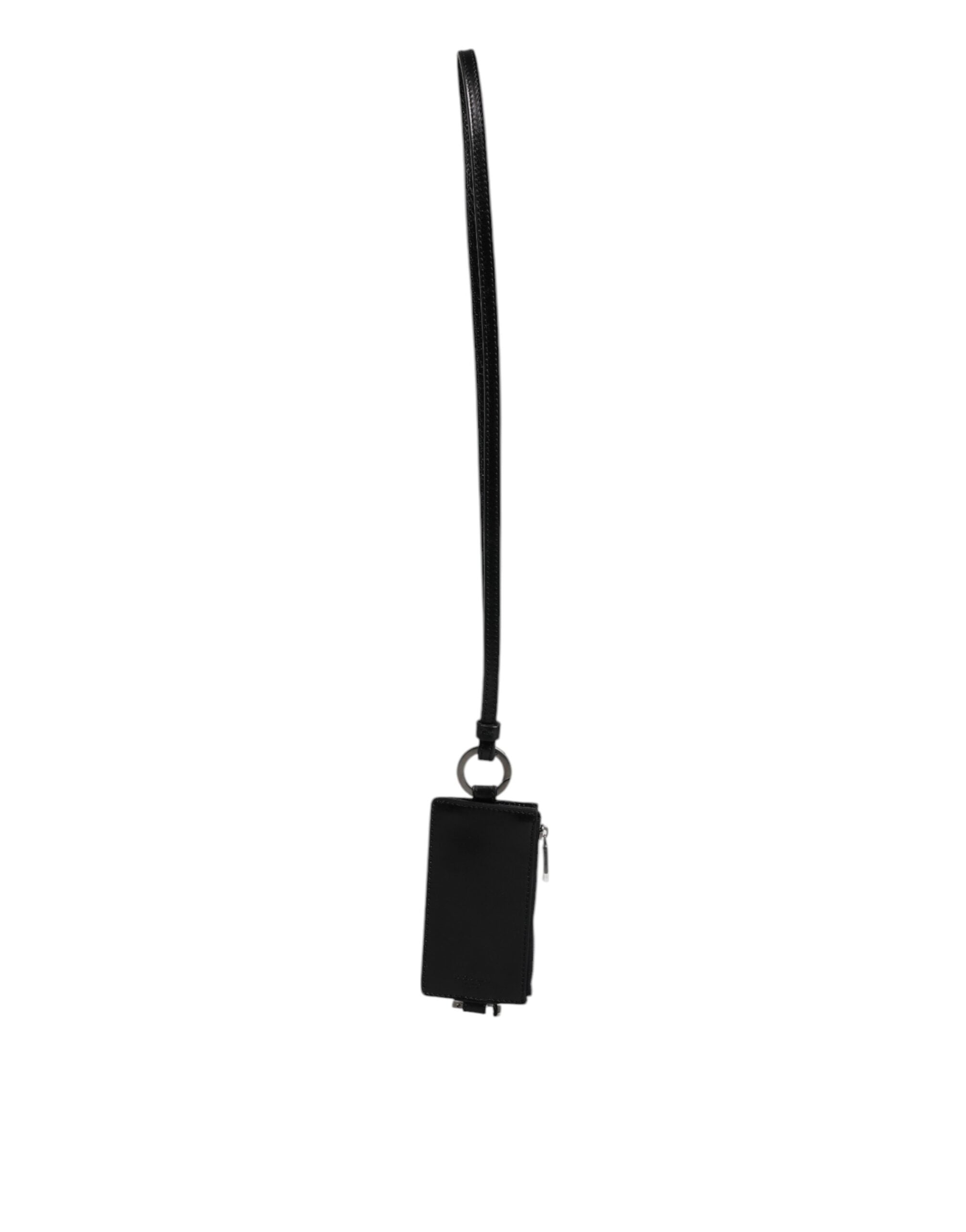 Dolce &amp; Gabbana Black Horse Læder Lanyard Logo Card Holder tegnebog