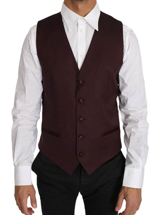 Dolce & Gabbana Elegant Purple Patterned Men's Formal Vest - Hilstor