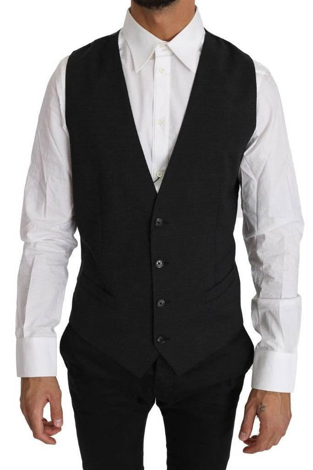 Dolce & Gabbana Elegant Slim Fit Gray Wool Vest - Hilstor