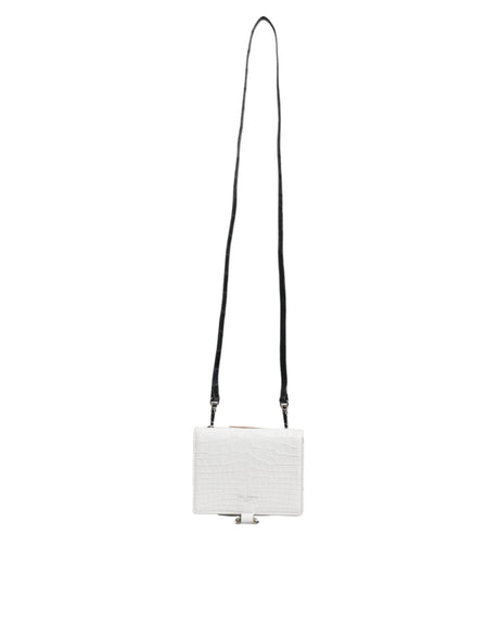 Dolce & Gabbana White Blue Leather Bifold Crossbody Sling Wallet - Hilstor