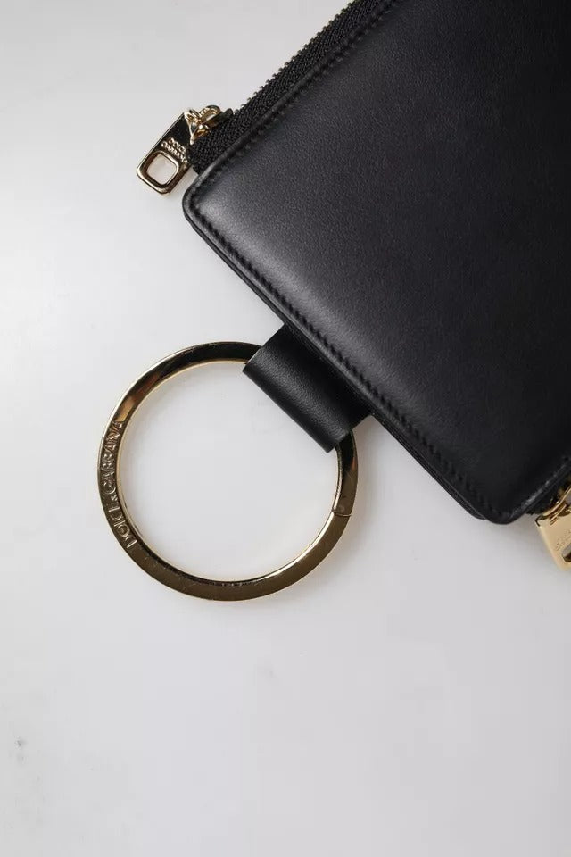 Dolce &amp; Gabbana sort læder logo plakat halsrem kort mønt tegnebog
