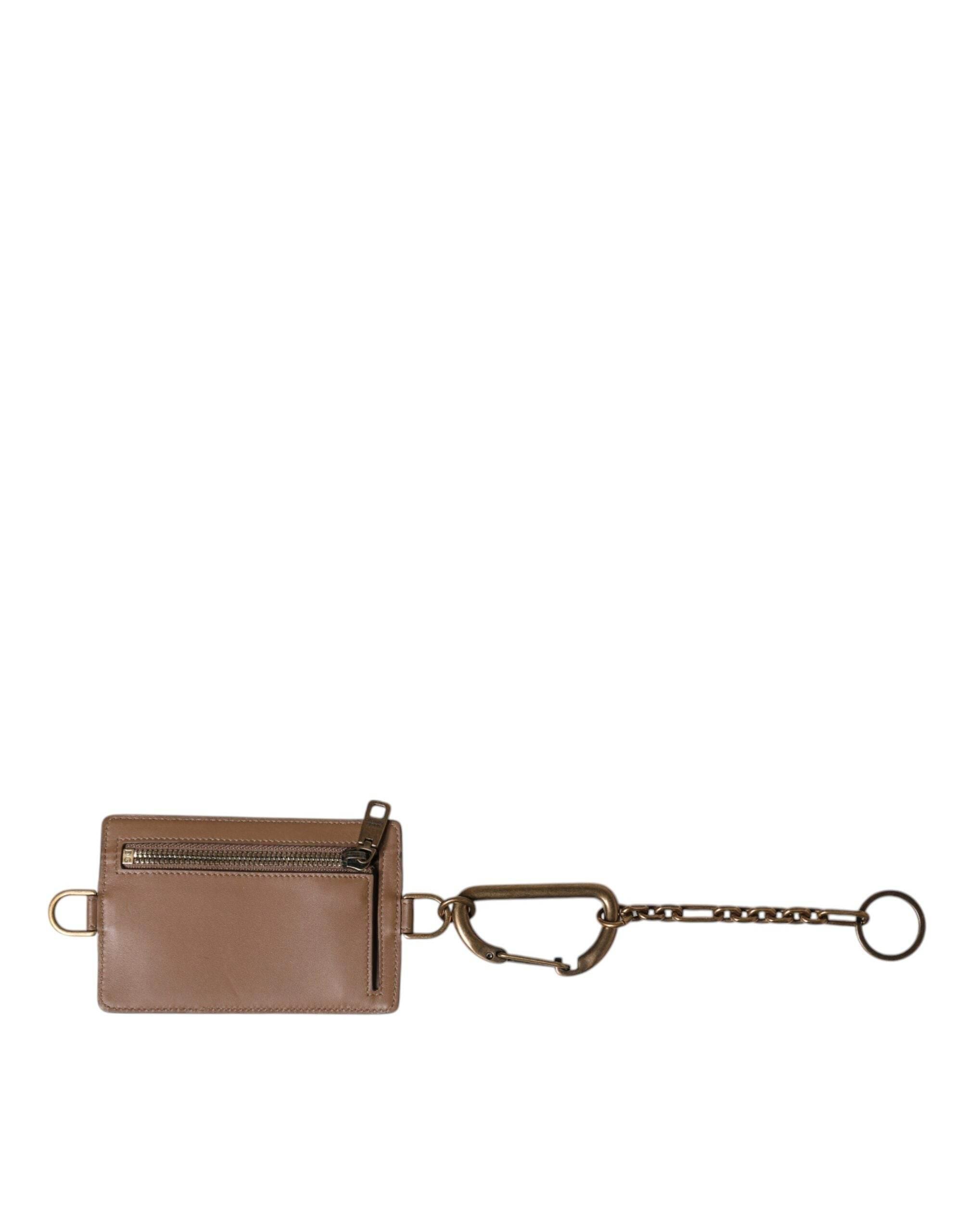 Dolce & Gabbana Brown Exotic Leather Card Holder DG Logo Plaque Wallet - Hilstor