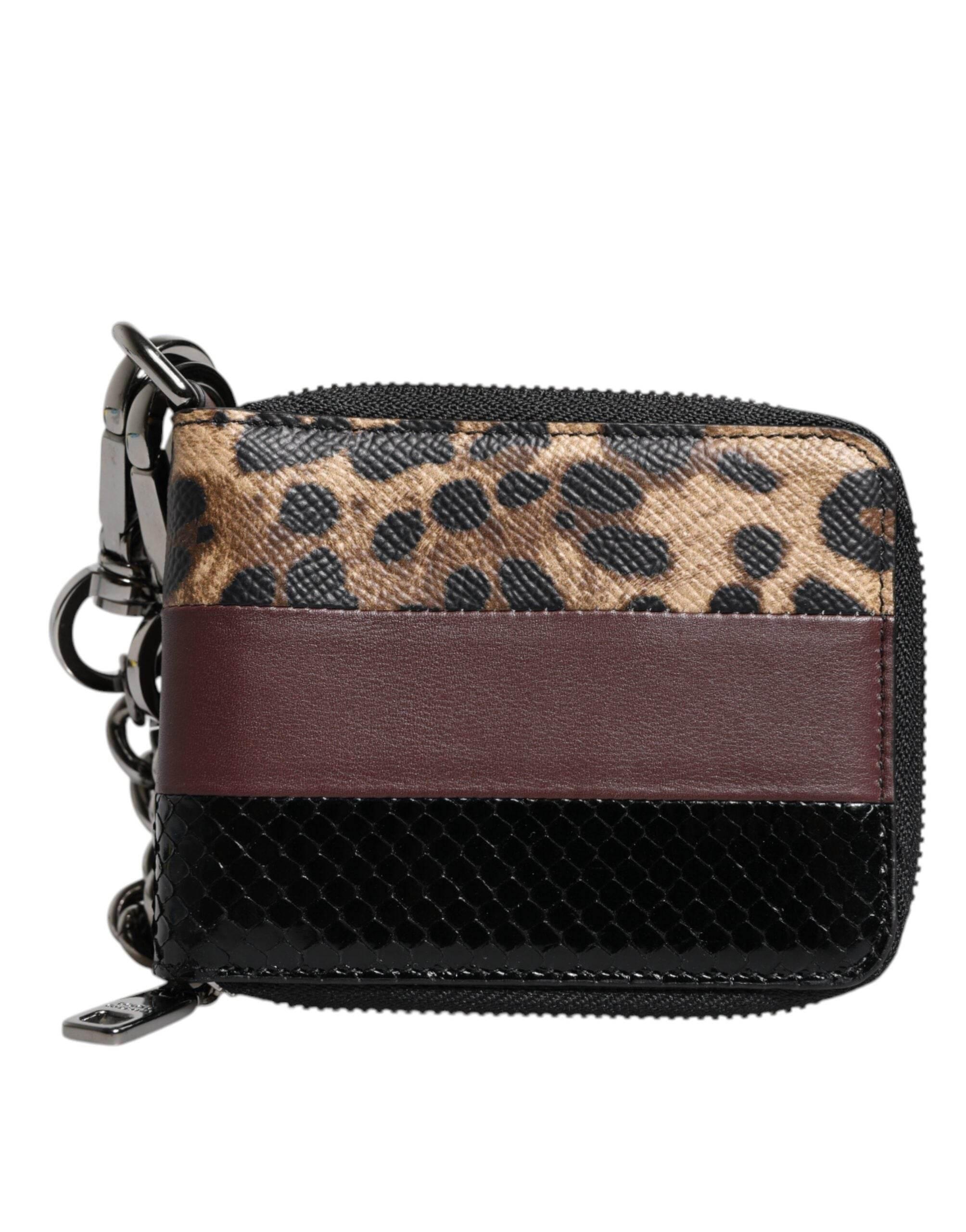 Dolce & Gabbana Multicolor Leopard Leather DG Bifold Card Holder Wallet - Hilstor