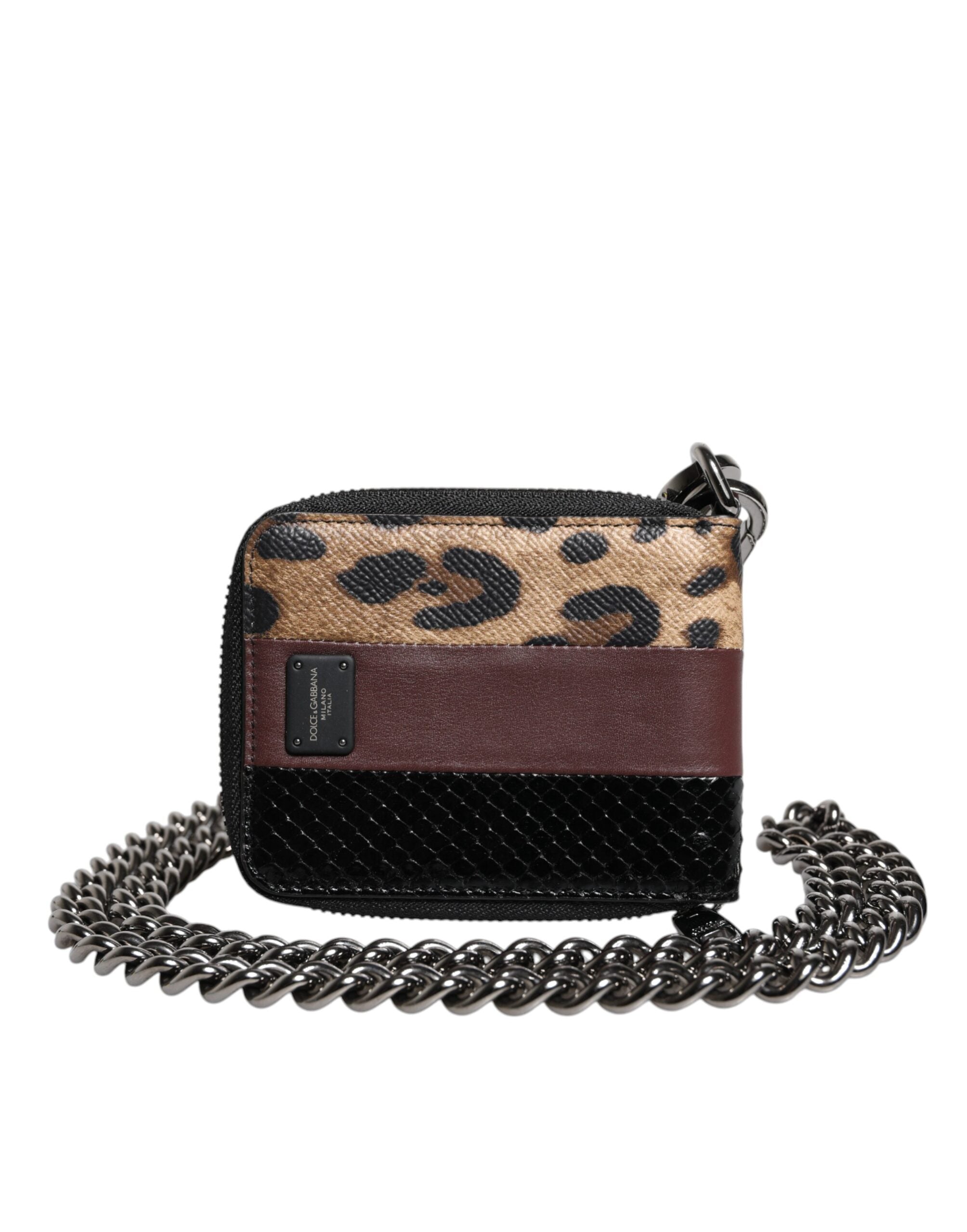 Dolce &amp; Gabbana Multicolor Leopard Leather DG Bifold Card Holder tegnebog