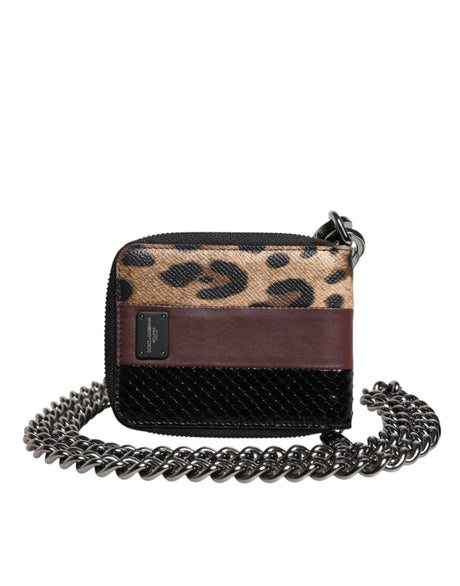 Dolce & Gabbana Multicolor Leopard Leather DG Bifold Card Holder Wallet - Hilstor
