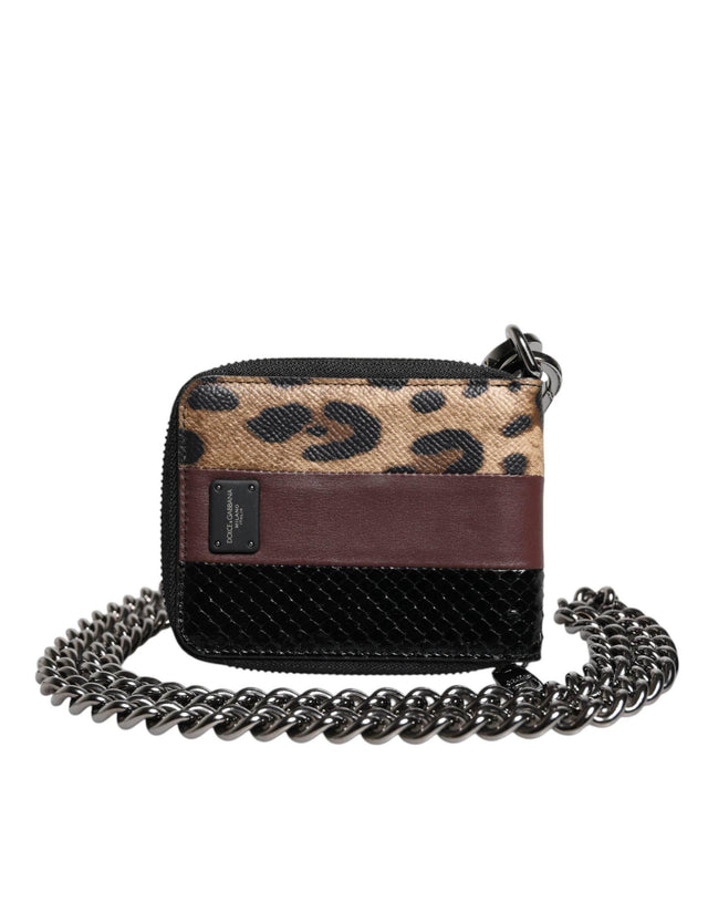 Dolce & Gabbana Multicolor Leopard Leather DG Bifold Card Holder Wallet - Hilstor