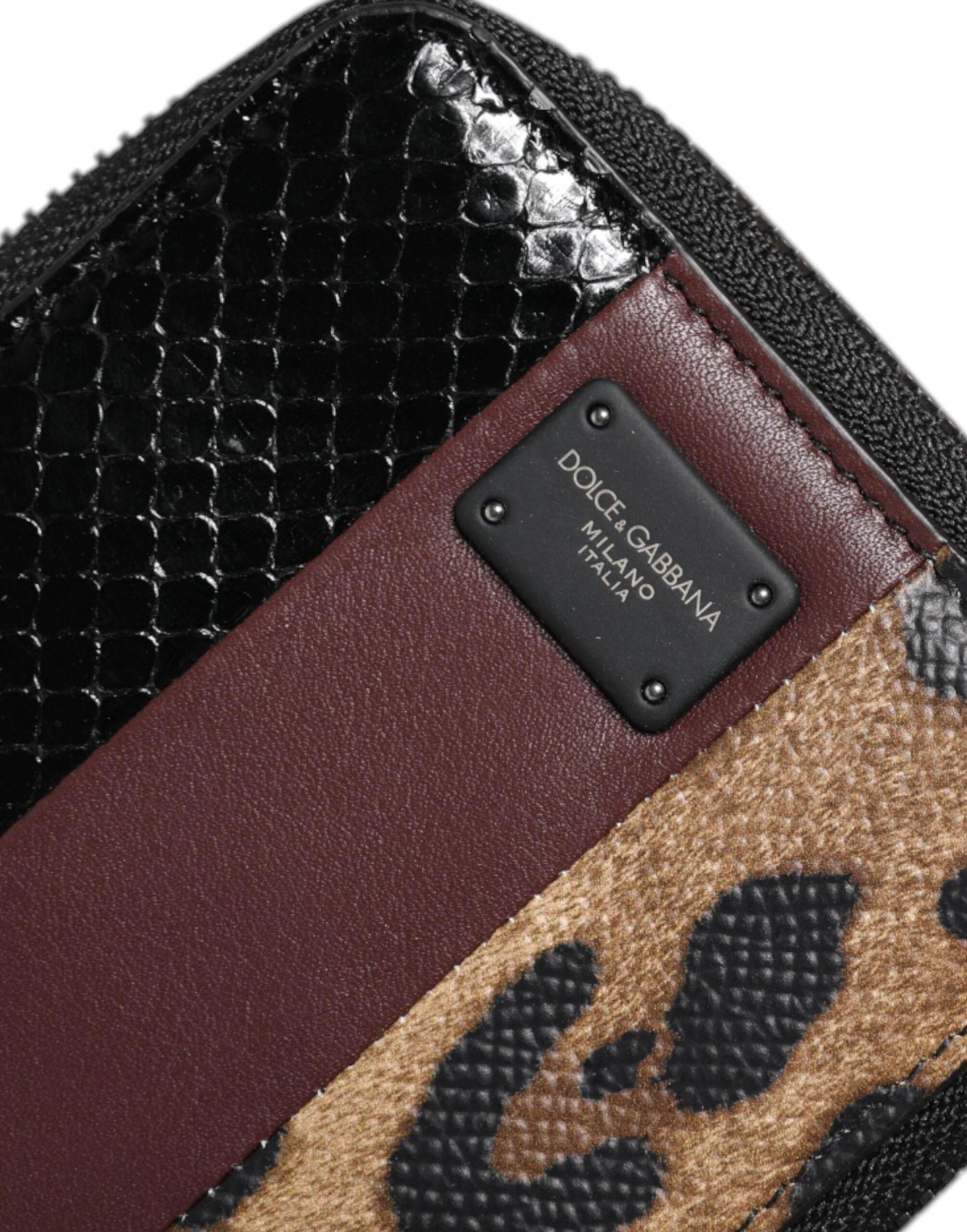Dolce & Gabbana Multicolor Leopard Leather DG Bifold Card Holder Wallet - Hilstor