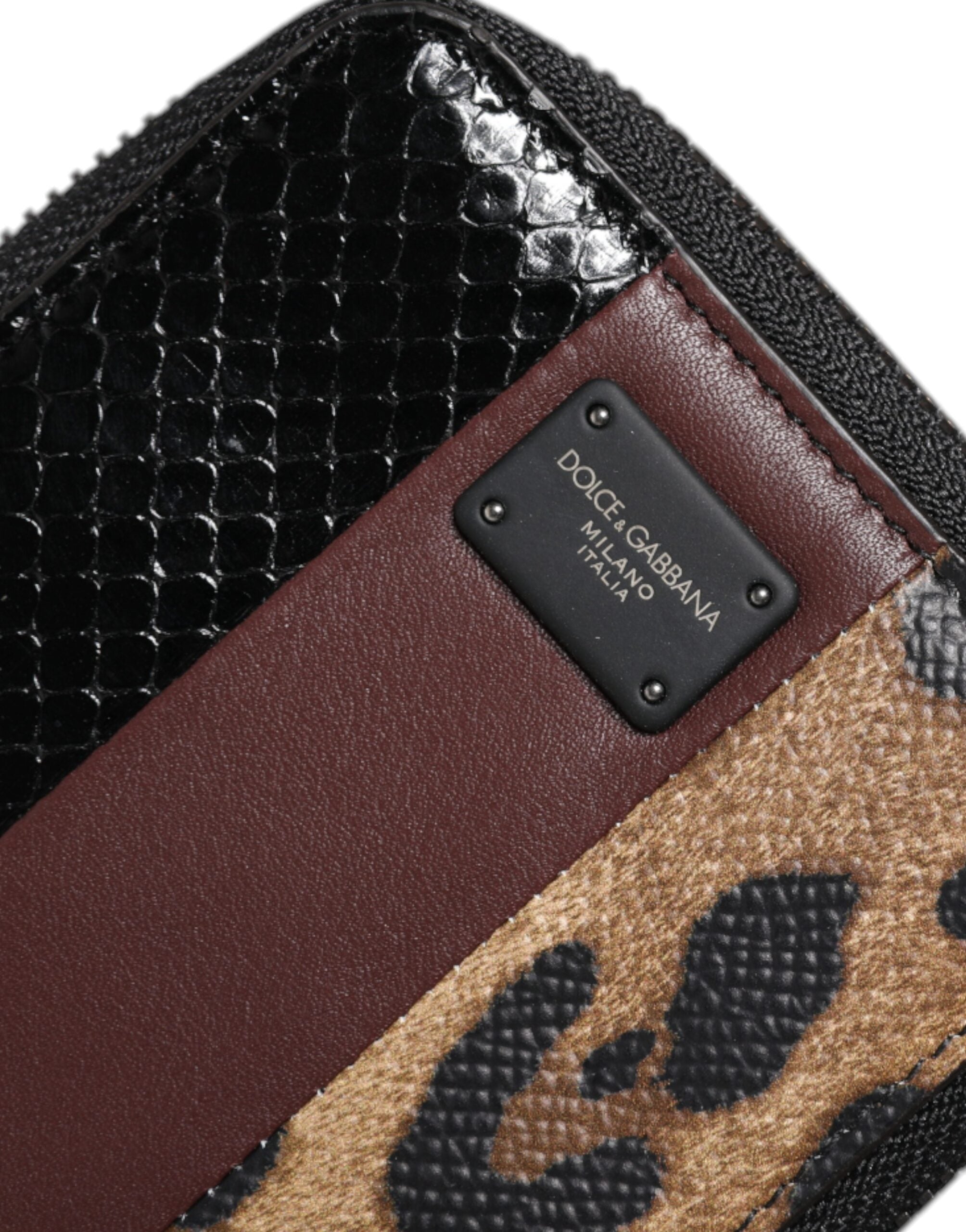 Dolce &amp; Gabbana Multicolor Leopard Leather DG Bifold Card Holder tegnebog