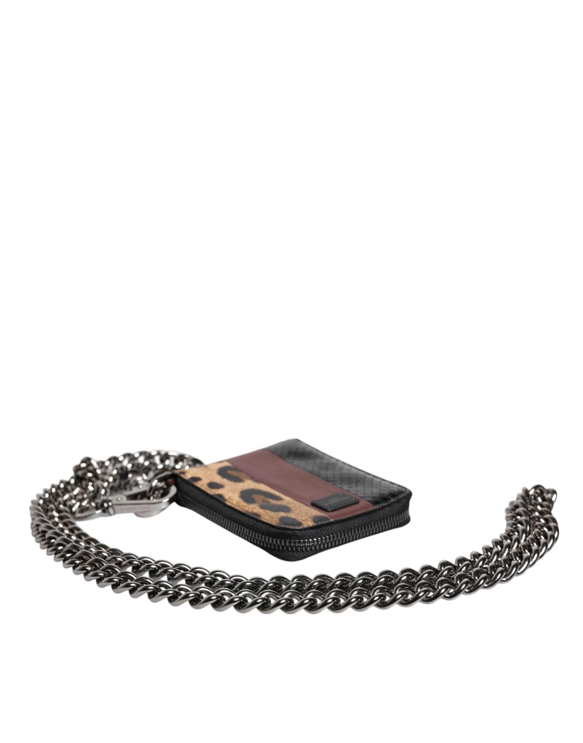 Dolce & Gabbana Multicolor Leopard Leather DG Bifold Card Holder Wallet - Hilstor