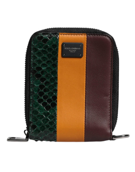 Dolce & Gabbana Multicolor Exotic Leather DG Bifold Card Holder Wallet - Hilstor