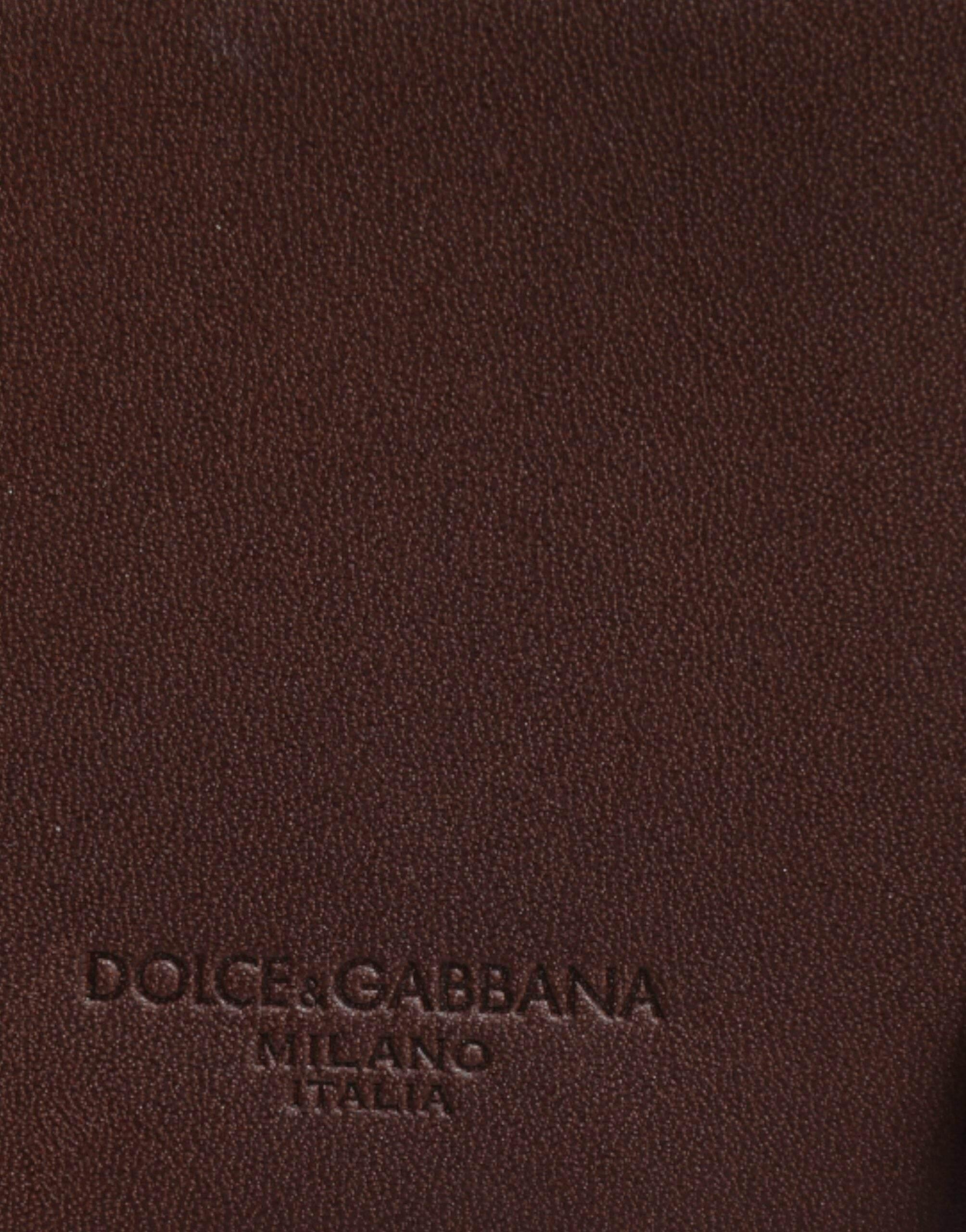 Dolce & Gabbana Brown Leather Zip Logo Keyring Coin Purse Keyring Wallet - Hilstor
