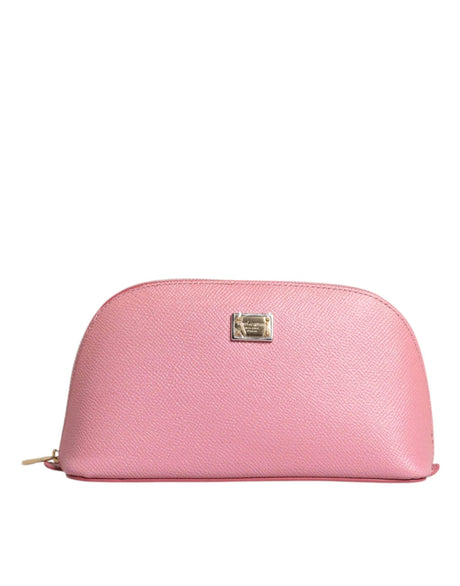 Dolce & Gabbana Pink Leather DG Logo Zip Around Hand Purse Pouch Wallet - Hilstor