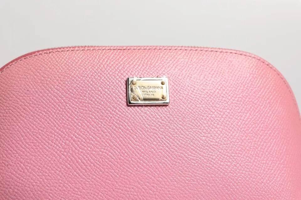 Dolce & Gabbana Pink Leather DG Logo Zip Around Hand Purse Pouch Wallet - Hilstor