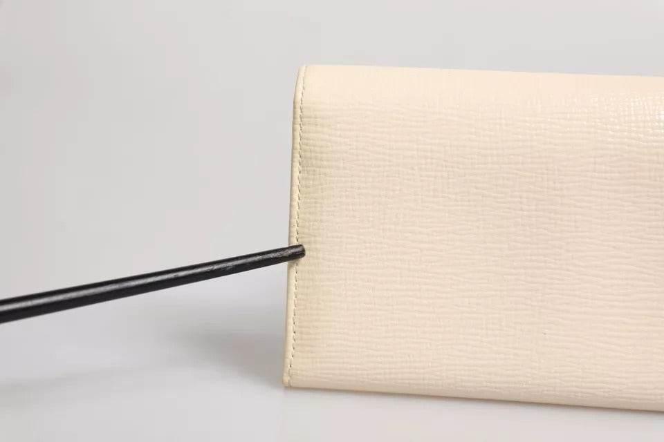 Dolce & Gabbana Beige Leather Trifold Logo Plaque Card Holder Wallet - Hilstor