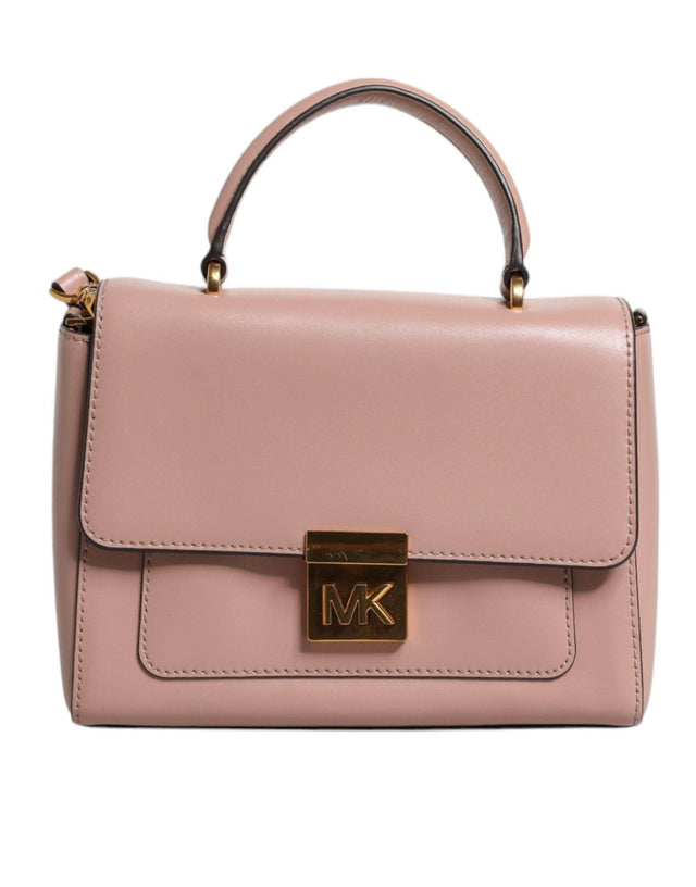 Michael Kors Pink Leather Logo Plaque Crossbody MINDY Satchel Bag - Hilstor