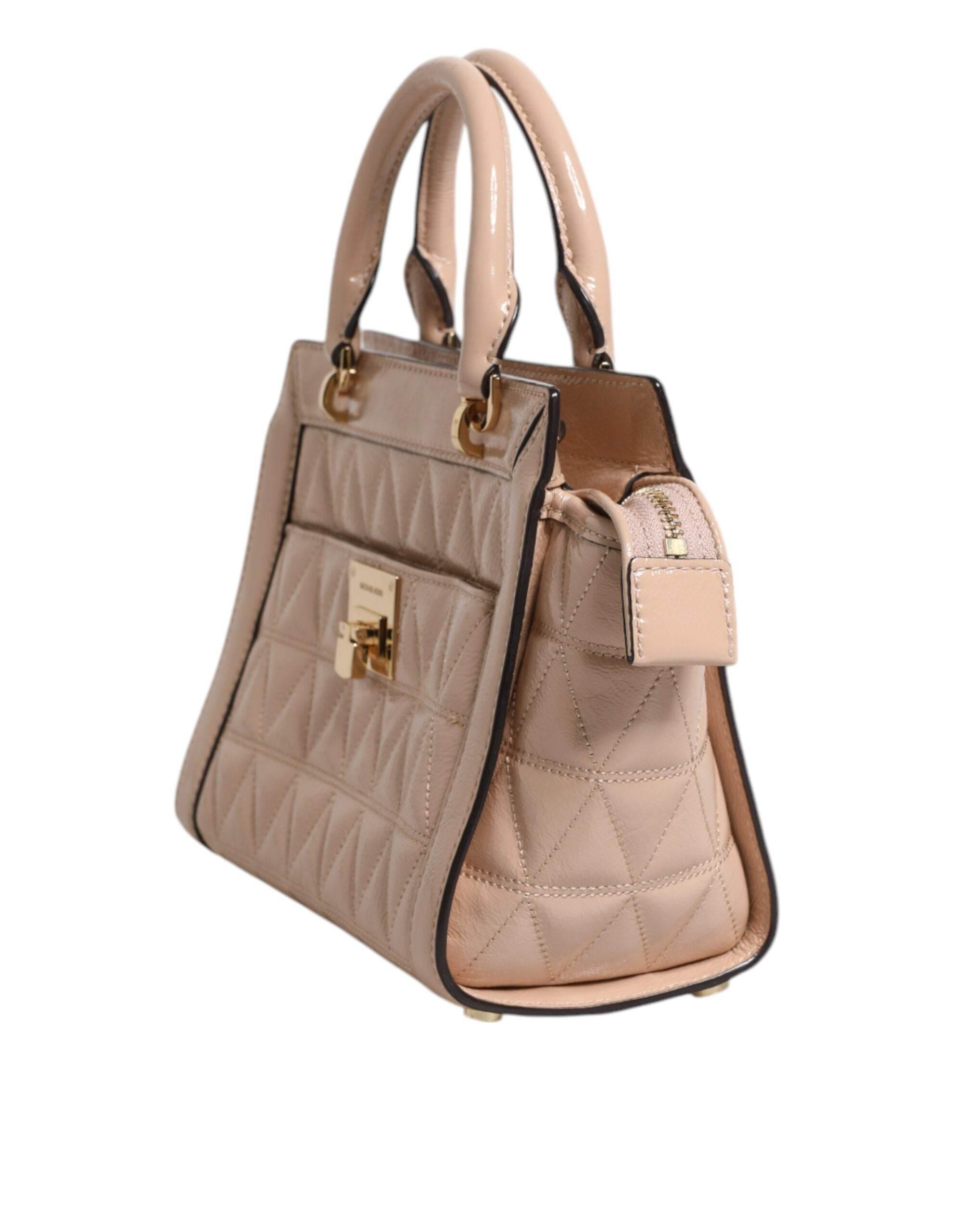 Michael Kors Peach Quilted Leather Logo Crossbody VIVIANNE Messenger Bag - Hilstor