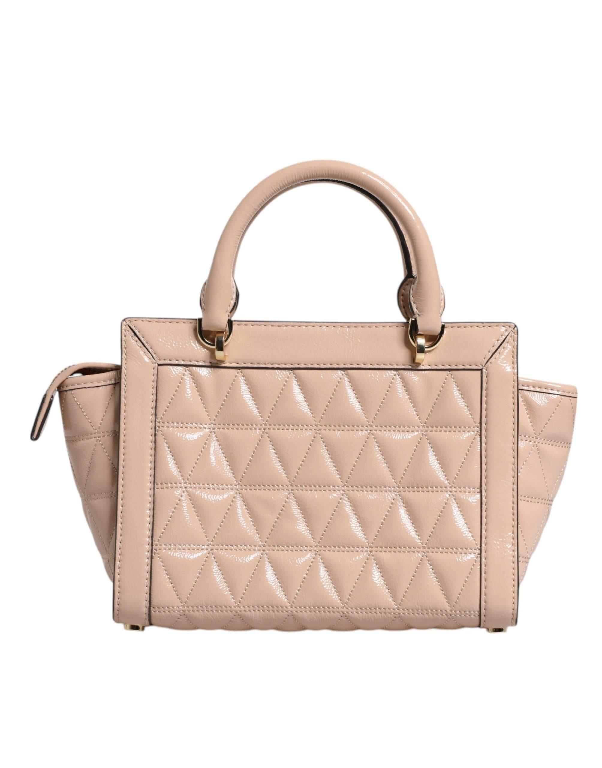 Michael Kors Peach Quilted Leather Logo Crossbody VIVIANNE Messenger Bag - Hilstor