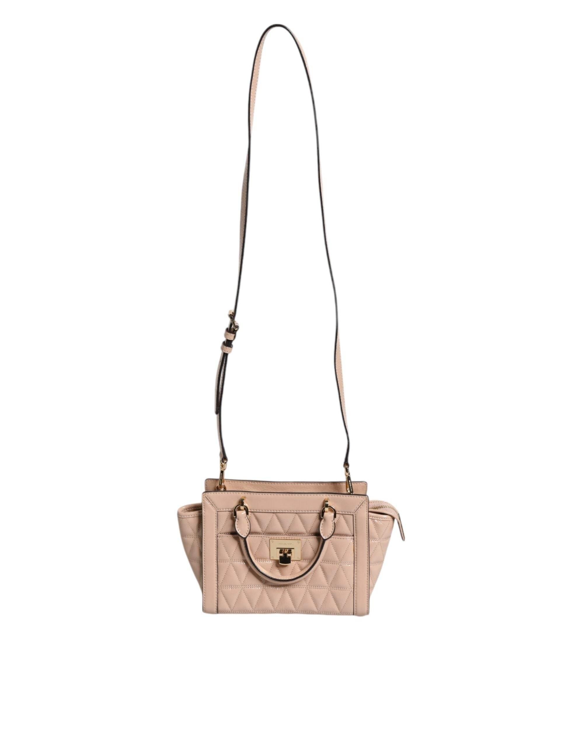 Michael Kors Peach Quilted Leather Logo Crossbody VIVIANNE Messenger Bag - Hilstor