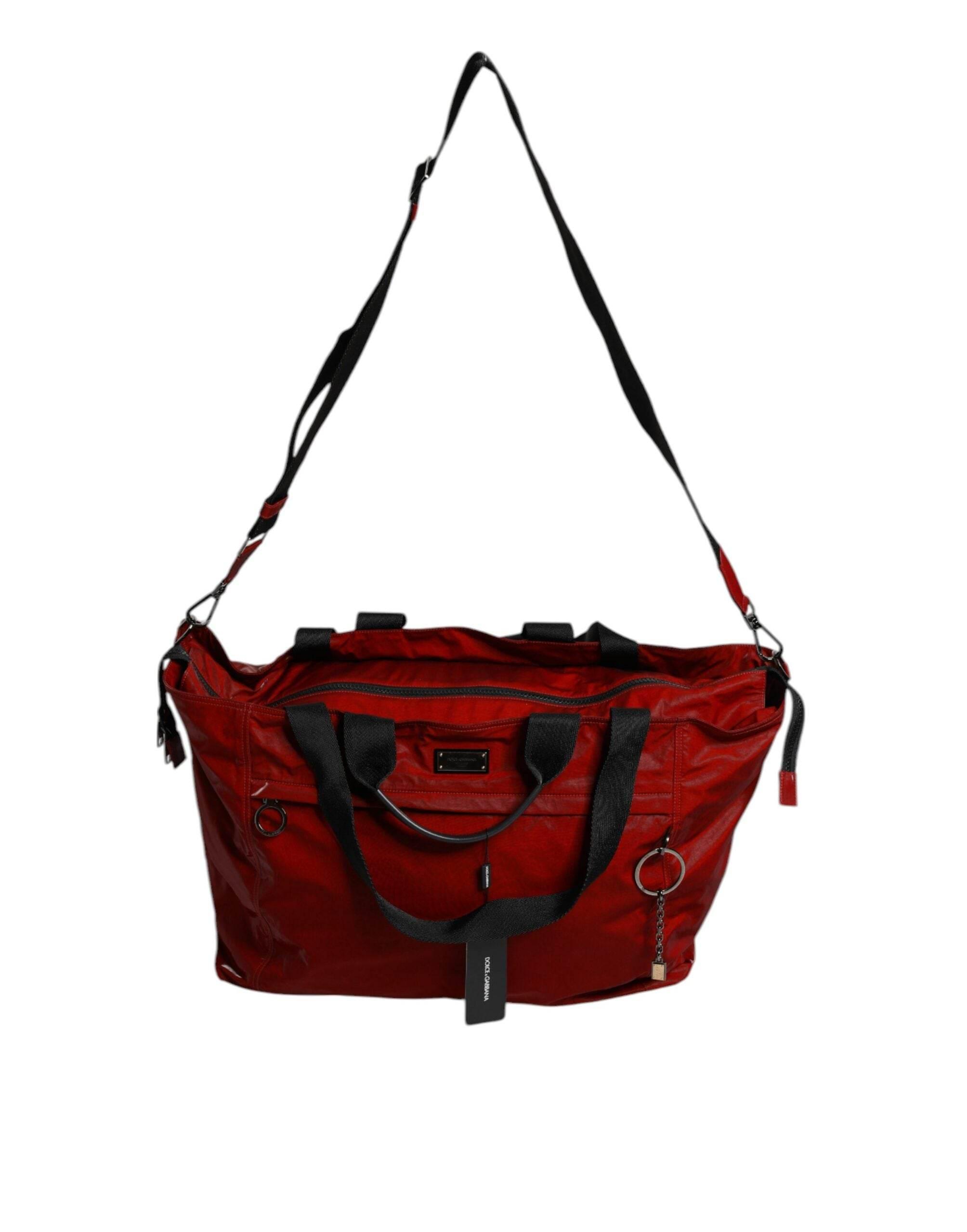 Dolce & Gabbana Red Nylon Calfskin Hand Shoulder Duffel Bag - Hilstor