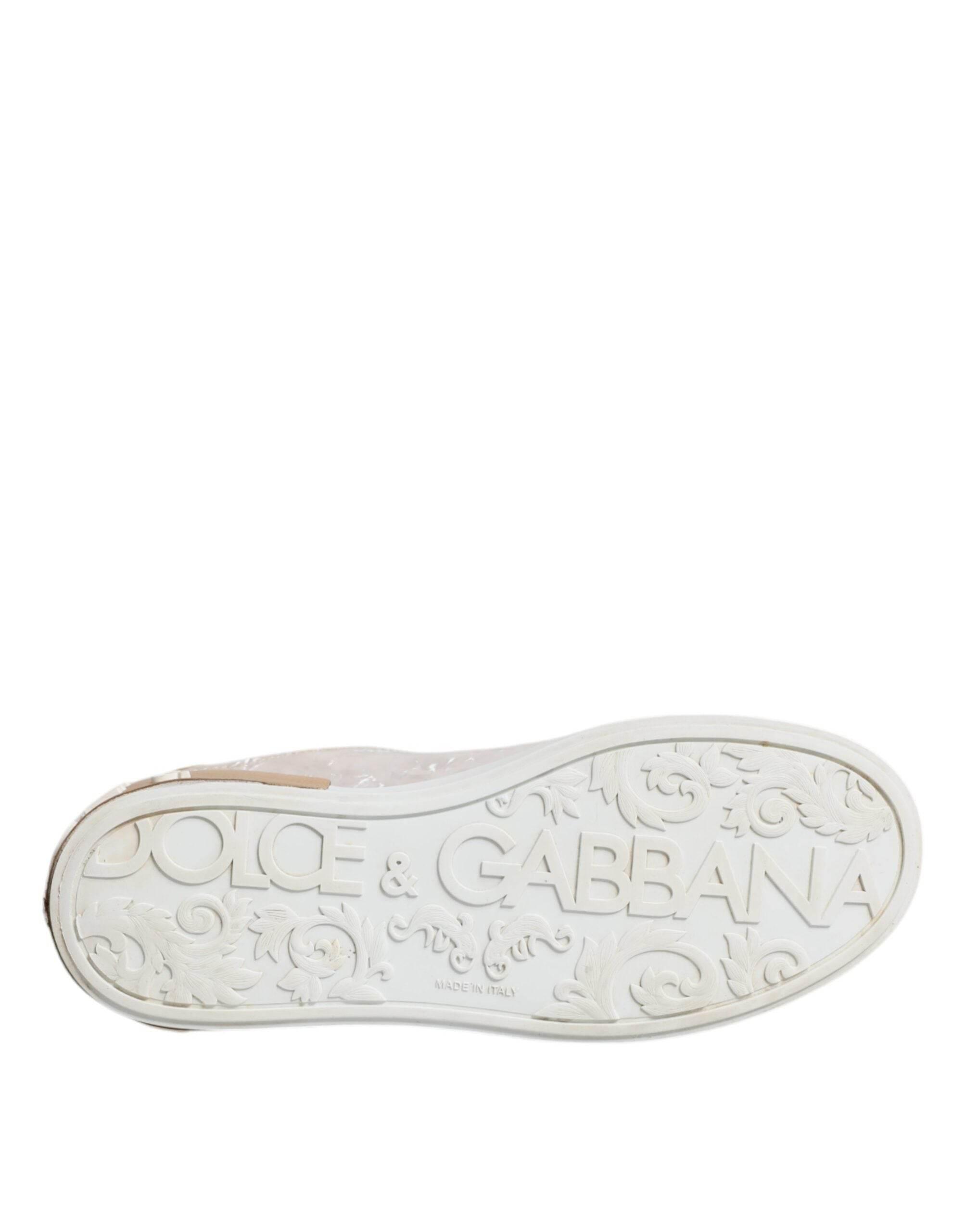 Dolce & Gabbana White Portofino Mother Of Pearl Sneakers Casual Shoes - Hilstor