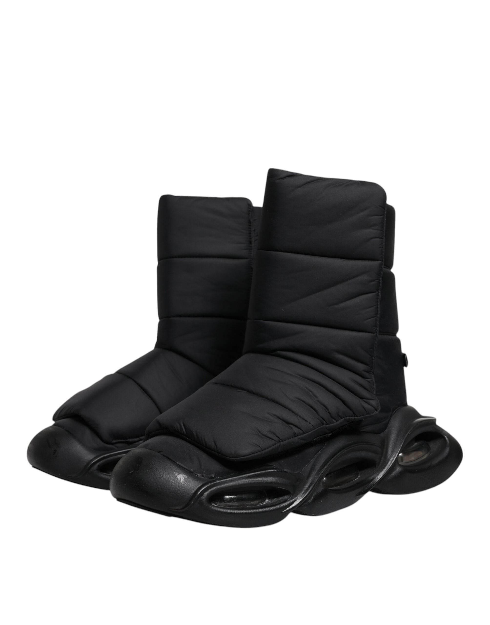 Dolce & Gabbana Black Slip On Wave Quilted Sneakers Shoes - Hilstor