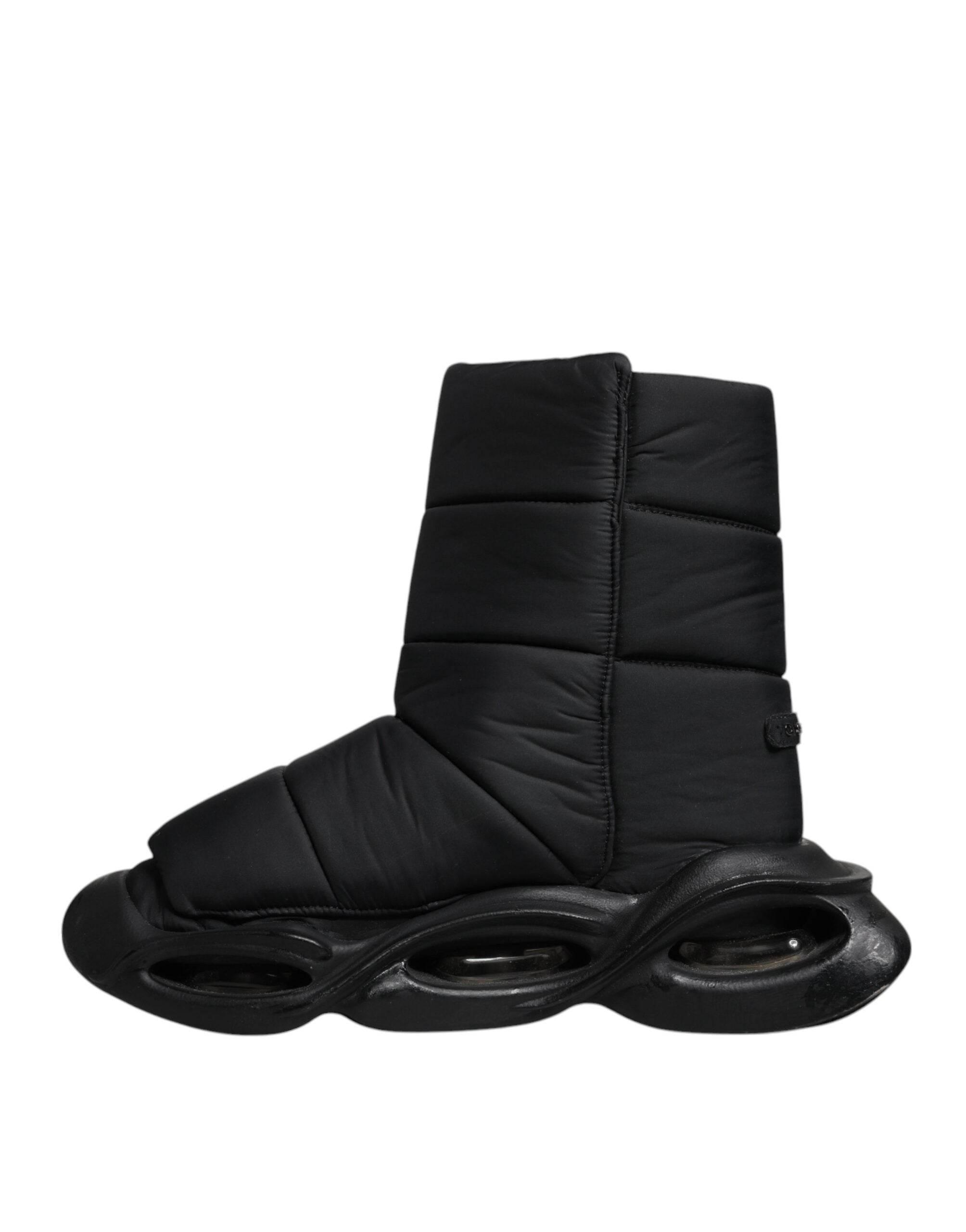 Dolce & Gabbana Black Slip On Wave Quilted Sneakers Shoes - Hilstor