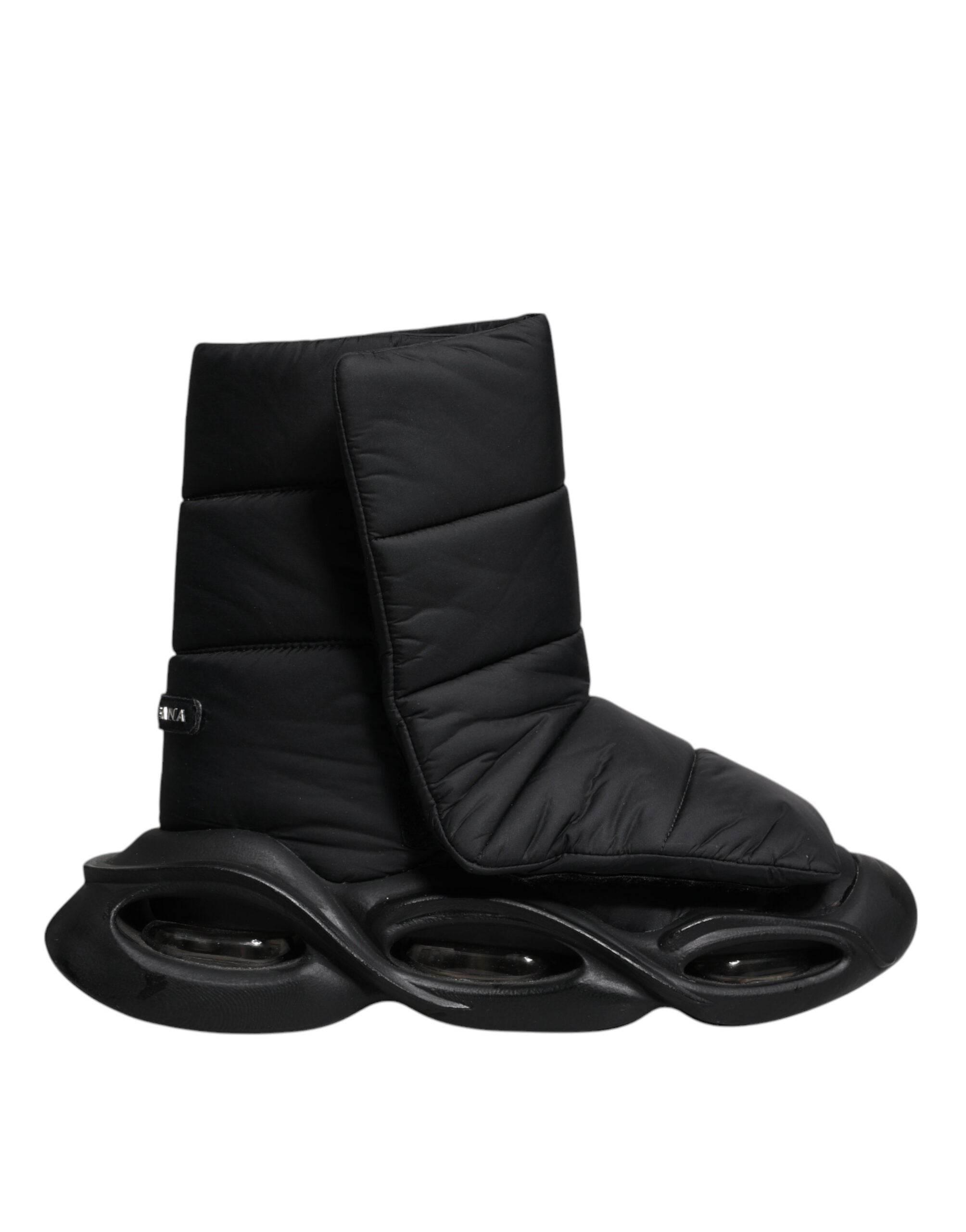 Dolce & Gabbana Black Slip On Wave Quilted Sneakers Shoes - Hilstor