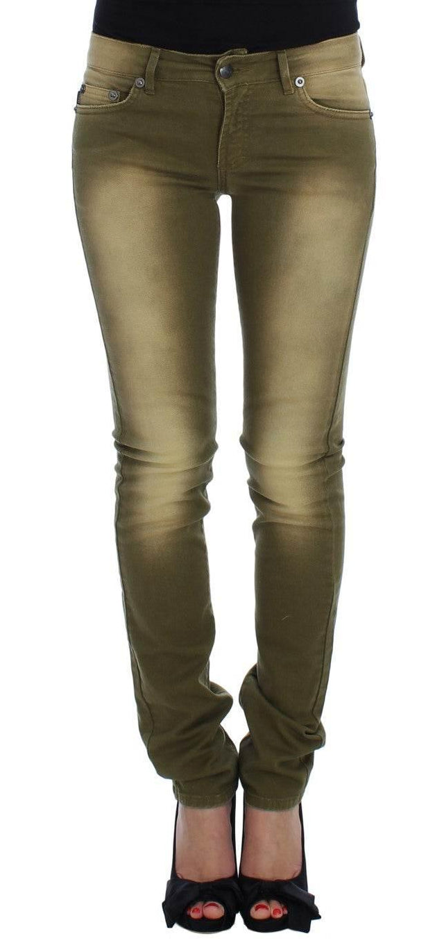 Cavalli Green Slim Fit Cotton Stretch Jeans - Hilstor