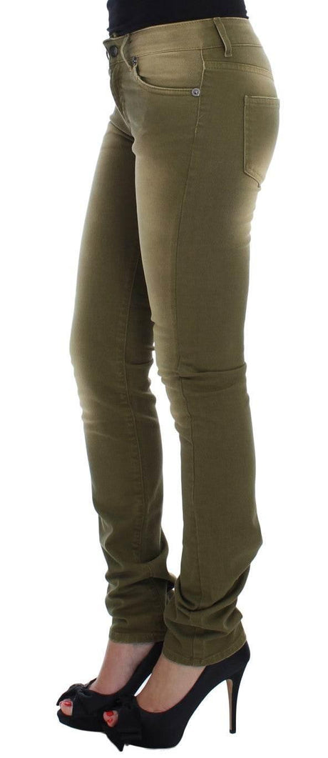 Cavalli Green Wash Slim Fit Cotton Stretch Jeans - Hilstor