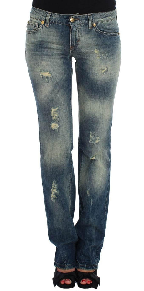 Cavalli Blue Cotton Low Waist Jeans - Hilstor