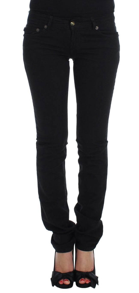 Cavalli Black Cotton Stretch Slim Skinny Fit Jeans - Hilstor