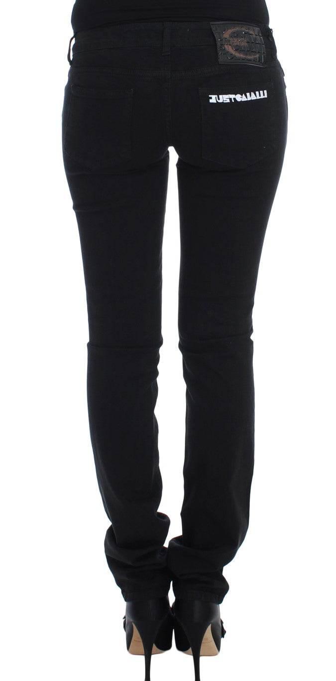Cavalli Black Cotton Stretch Slim Skinny Fit Jeans - Hilstor