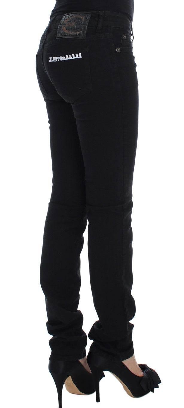 Cavalli Black Cotton Stretch Slim Skinny Fit Jeans - Hilstor