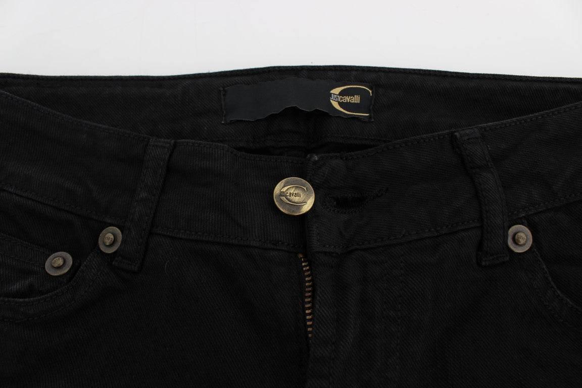 Cavalli Black Cotton Stretch Slim Skinny Fit Jeans - Hilstor