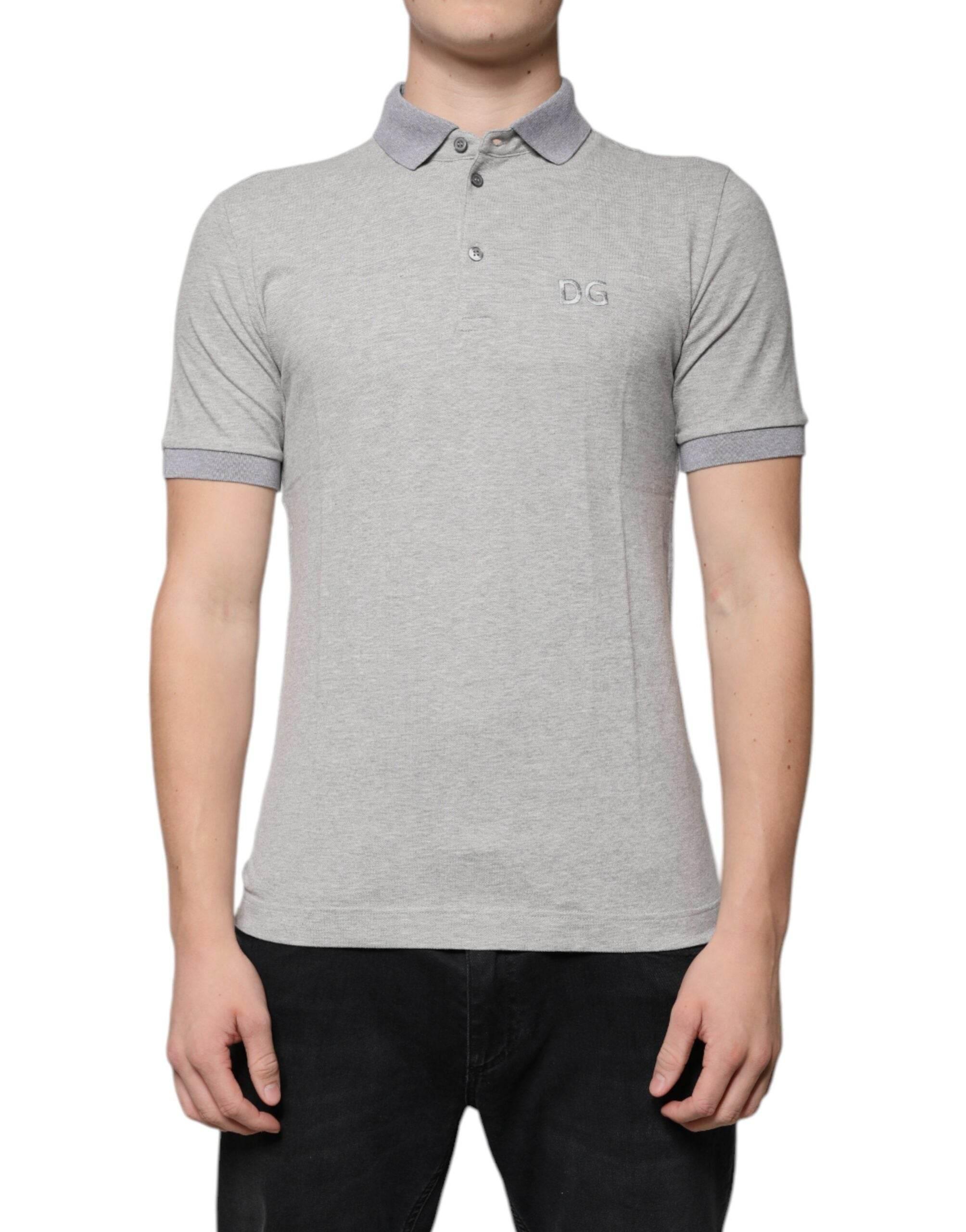 Dolce & Gabbana Gray Collared Short Sleeves Men Polo T-shirt - Hilstor