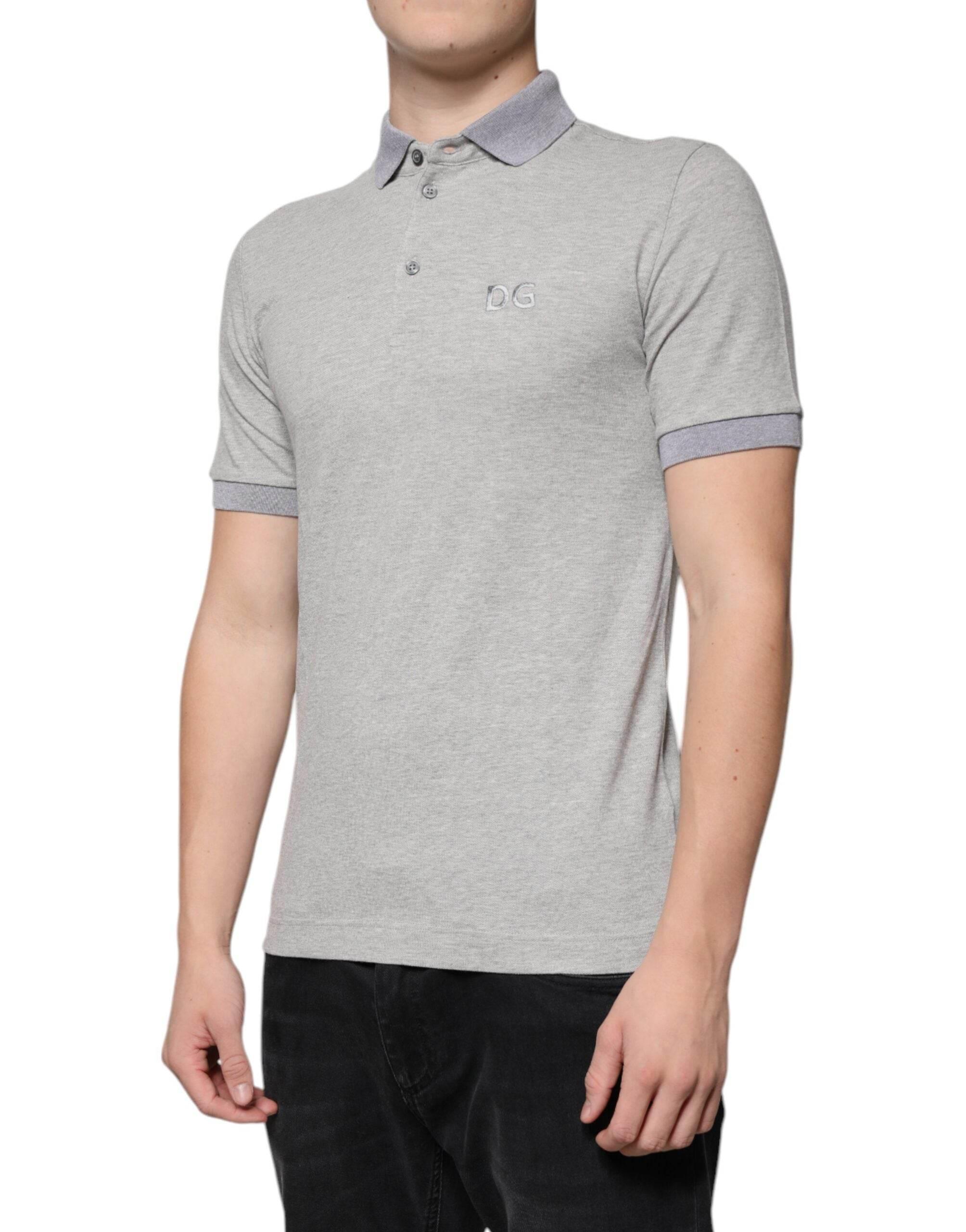 Dolce & Gabbana Gray Collared Short Sleeves Men Polo T-shirt - Hilstor