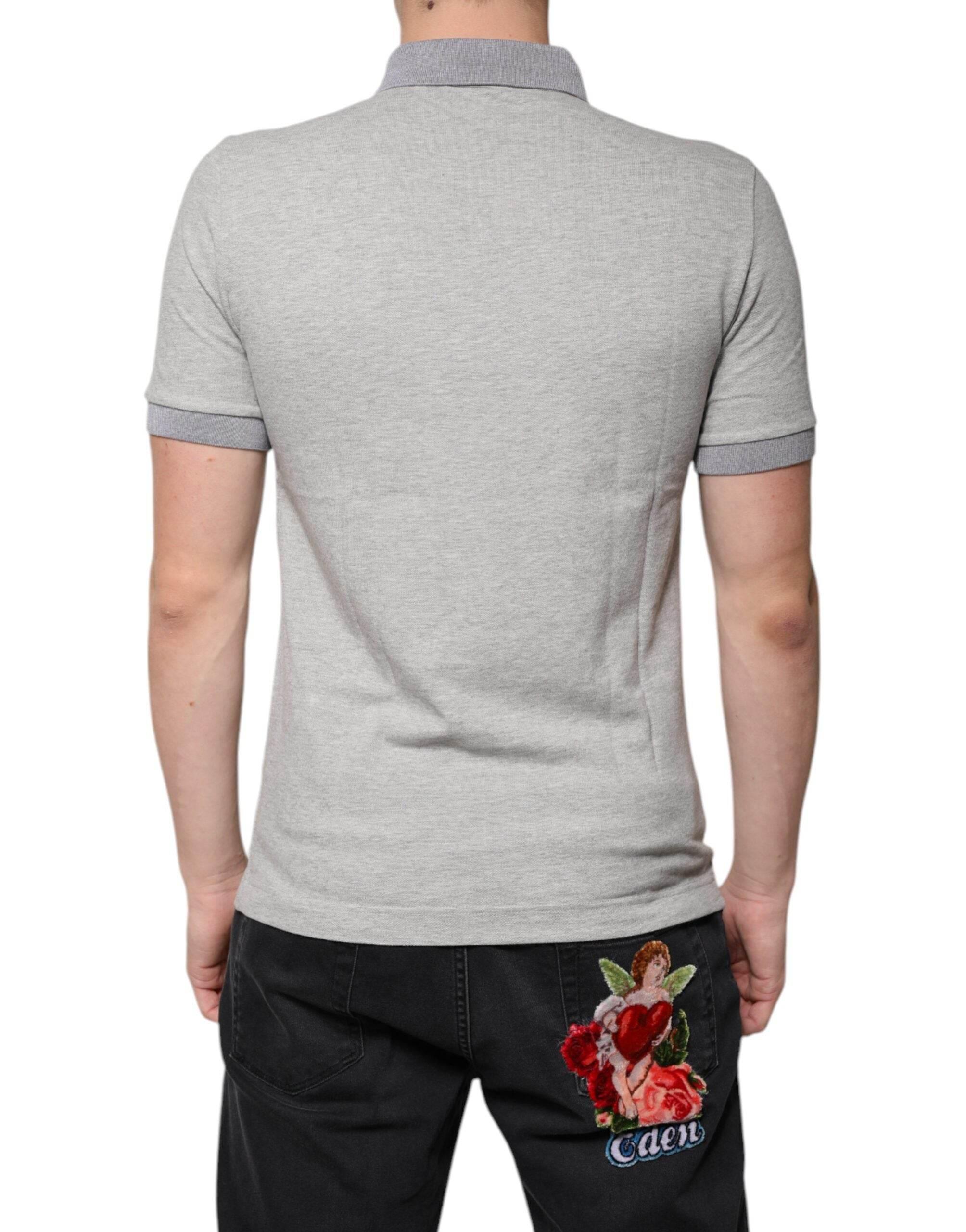 Dolce & Gabbana Gray Collared Short Sleeves Men Polo T-shirt - Hilstor