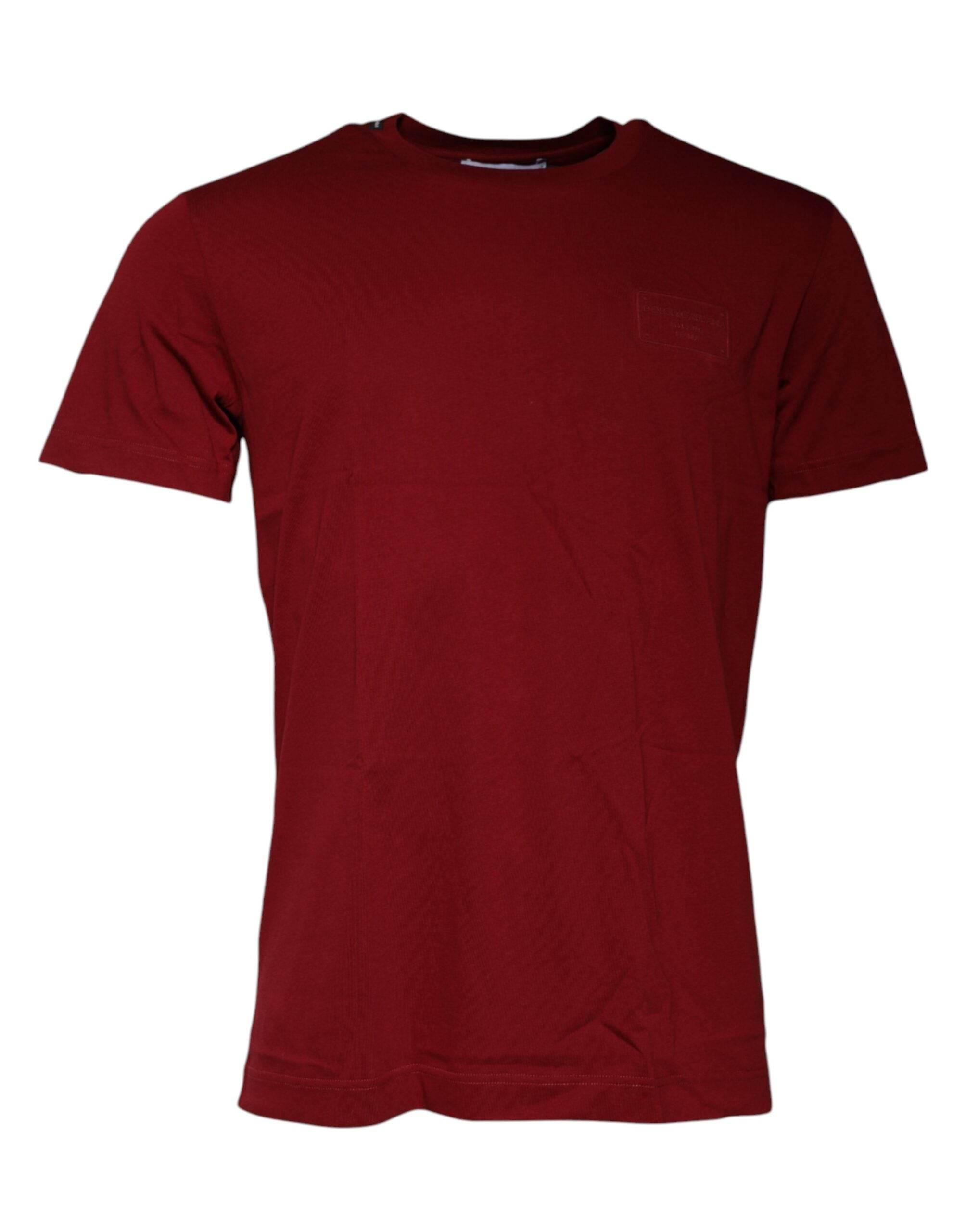 Dolce & Gabbana Maroon Logo Crew Neck Short Sleeves T-shirt - Hilstor