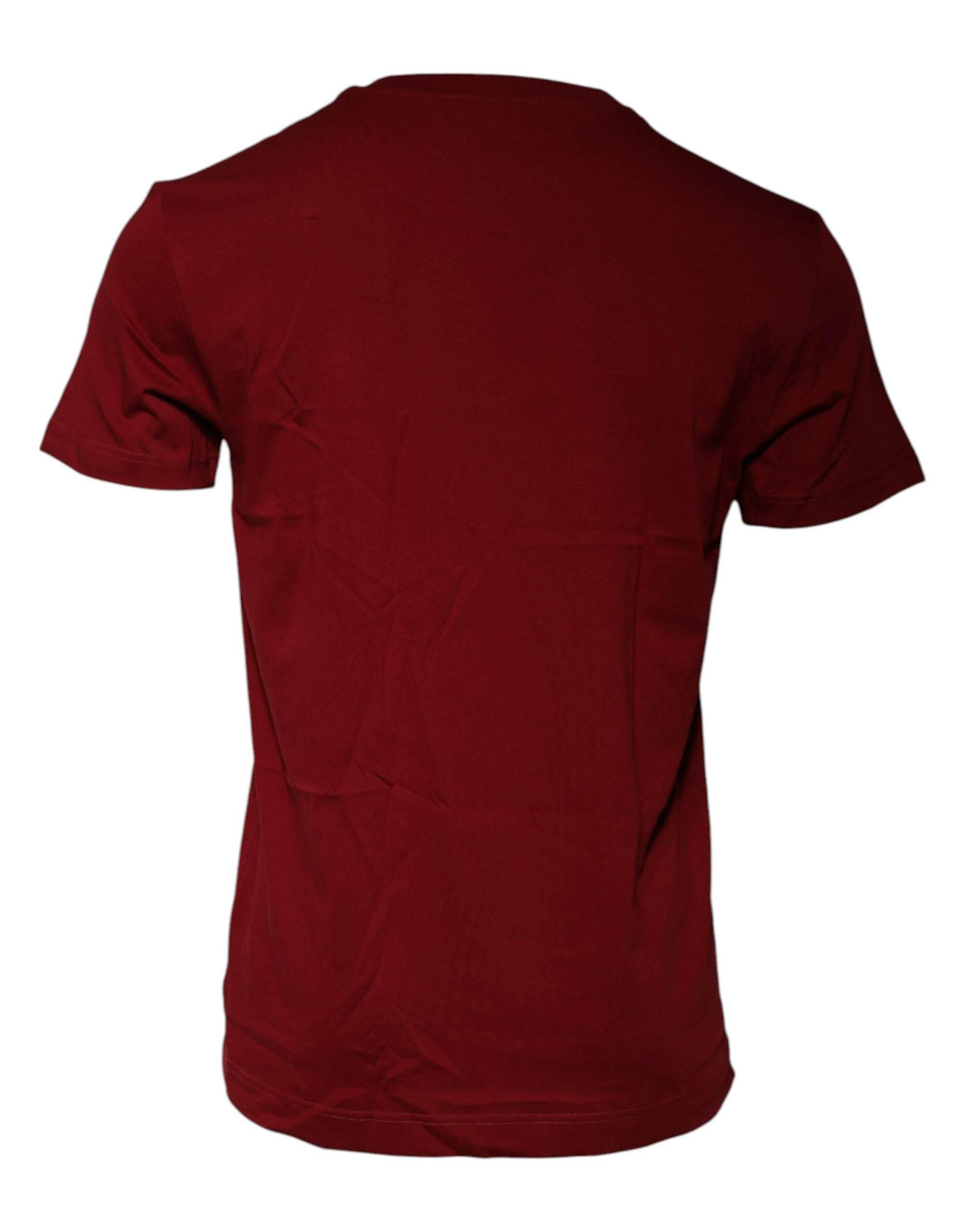 Dolce & Gabbana Maroon Logo Crew Neck Short Sleeves T-shirt - Hilstor