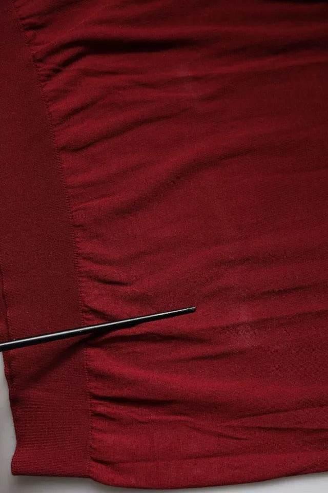 Dolce & Gabbana Maroon Cashmere Crew Neck Pullover Sweater - Hilstor