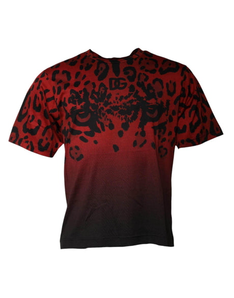 Dolce & Gabbana Red Leopard Cotton Short Sleeves T-shirt - Hilstor