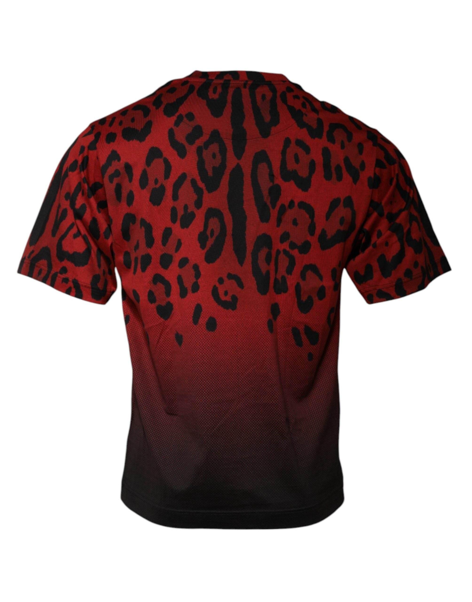 Dolce & Gabbana Red Leopard Cotton Short Sleeves T-shirt - Hilstor