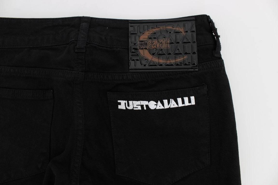 Cavalli Black Cotton Stretch Slim Skinny Fit Jeans - Hilstor