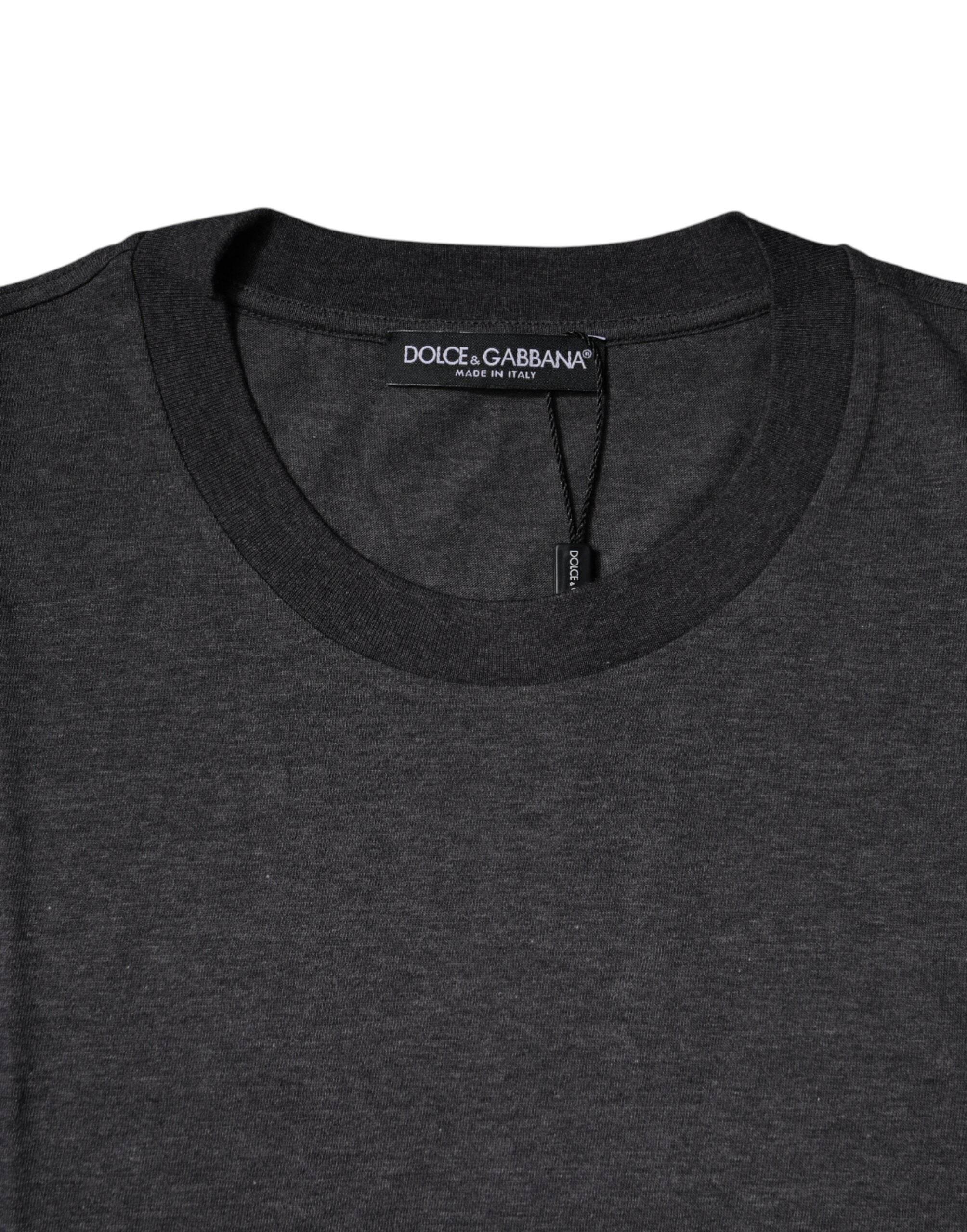 Dolce & Gabbana Dark Gray Crew Neck Short Sleeves T-shirt - Hilstor