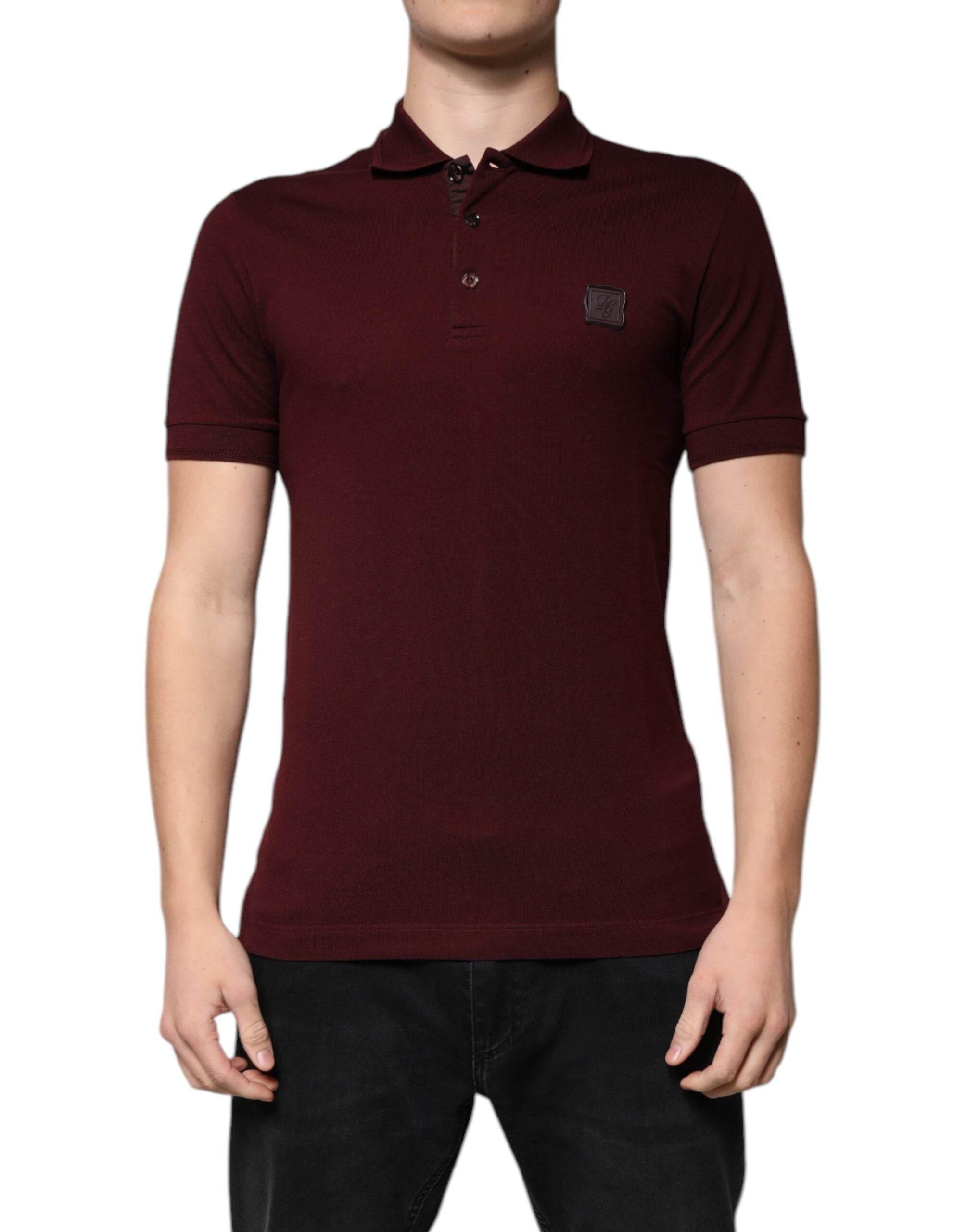 Dolce & Gabbana Maroon Collared Short Sleeves Polo T-shirt - Hilstor