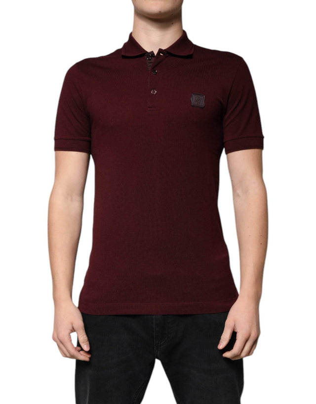Dolce & Gabbana Maroon Collared Short Sleeves Polo T-shirt - Hilstor