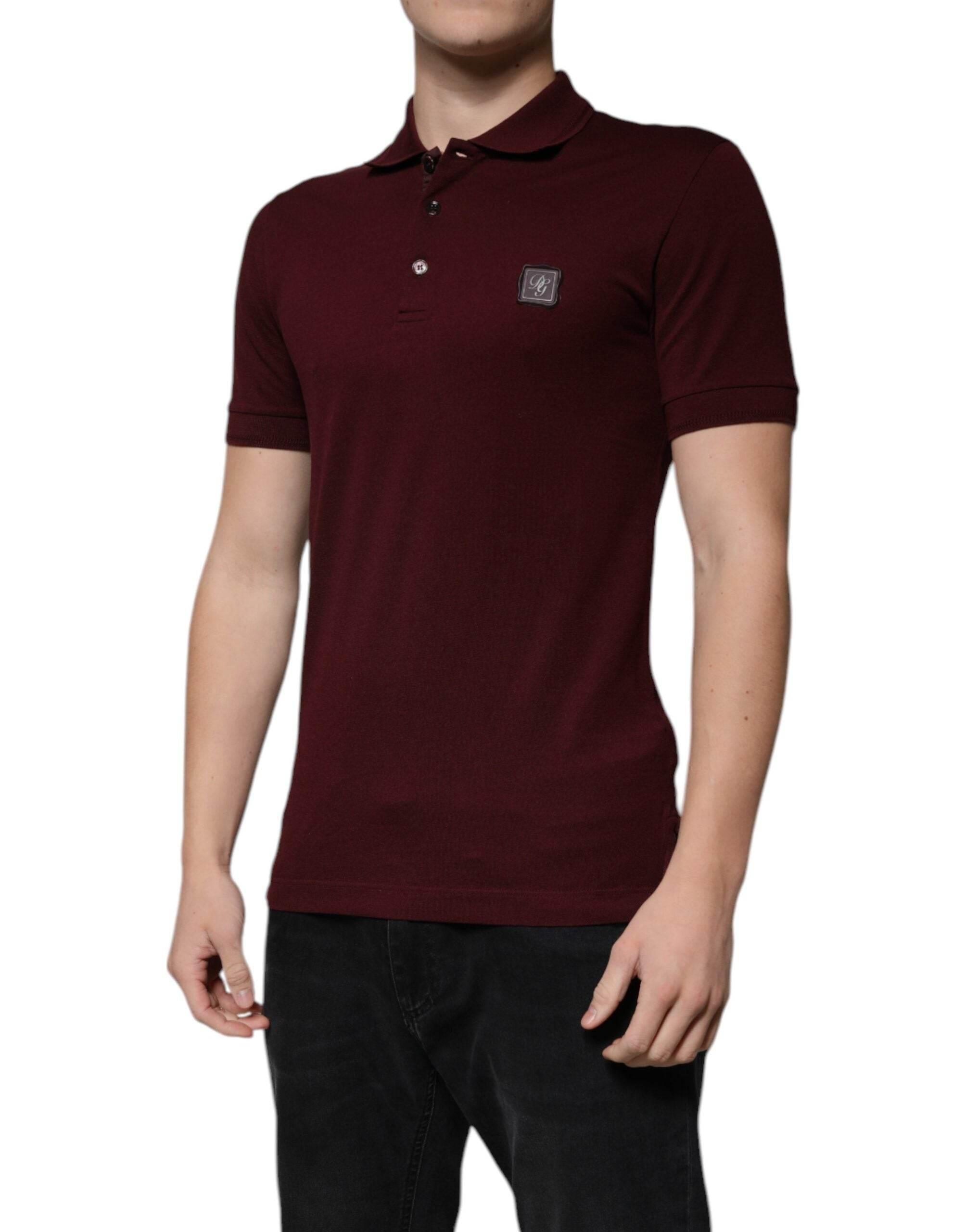 Dolce & Gabbana Maroon Collared Short Sleeves Polo T-shirt - Hilstor
