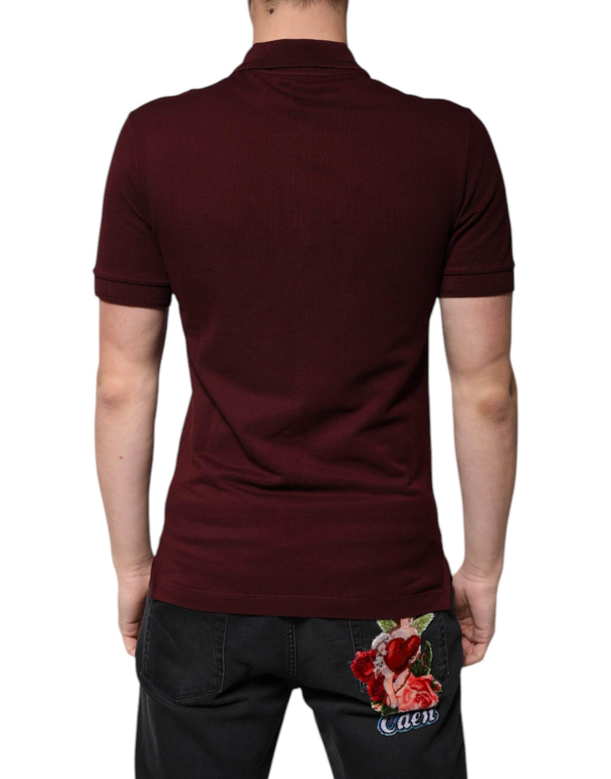 Dolce & Gabbana Maroon Collared Short Sleeves Polo T-shirt - Hilstor