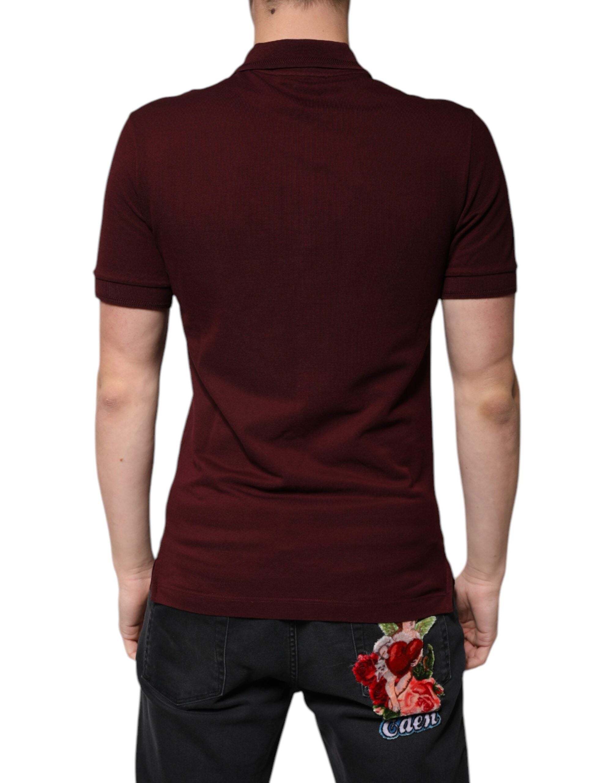 Dolce &amp; Gabbana Maroon Collared Kortærmet Polo T-shirt