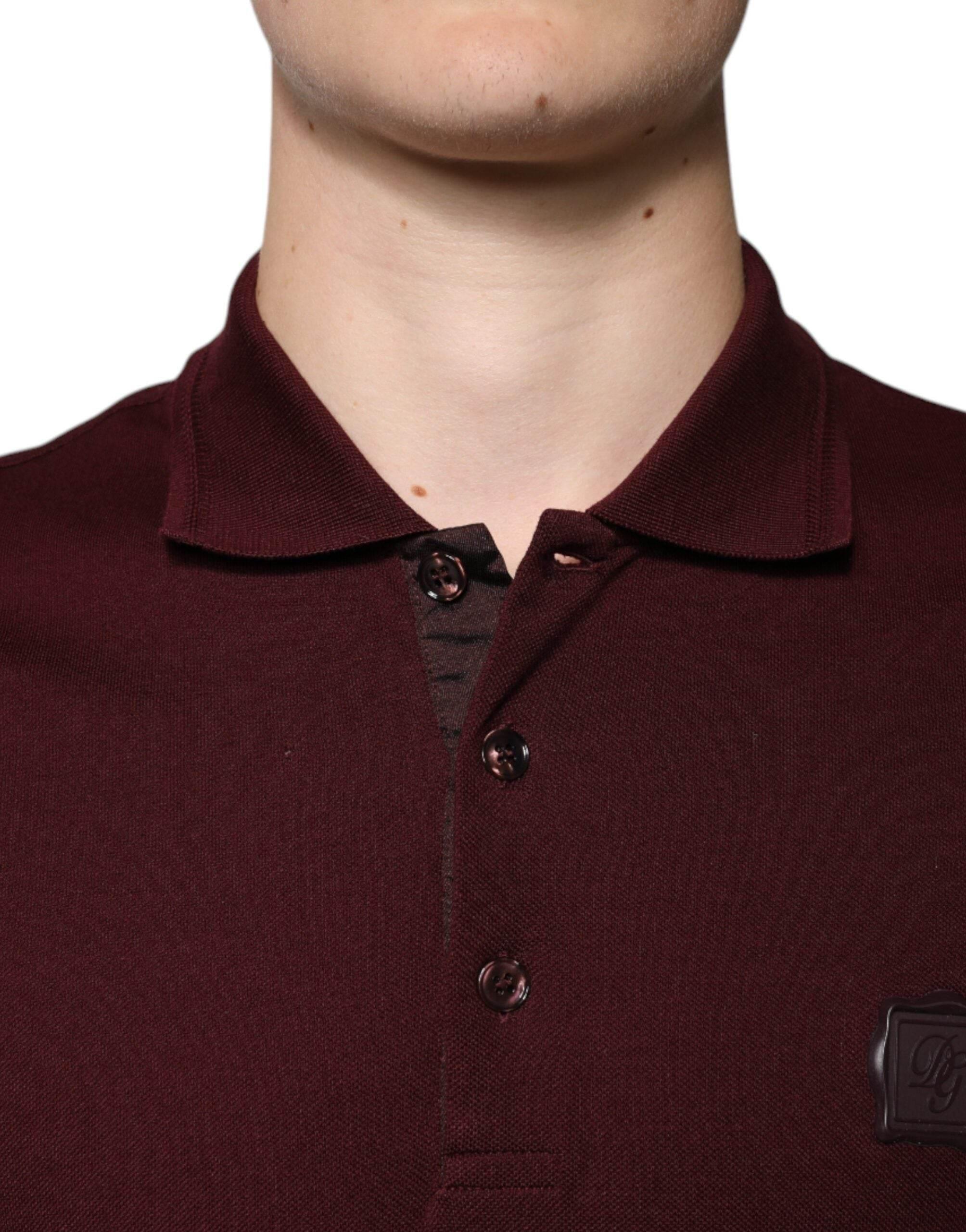 Dolce & Gabbana Maroon Collared Short Sleeves Polo T-shirt - Hilstor